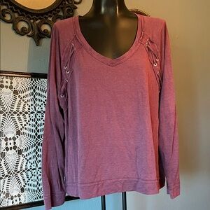 Mudd Women's Plum Lace-Up Long Sleeve Top